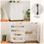 Table de couture pliable avec station de charge, bureau d'artisanat pliable avec roues verrouillables, armoire peu encombrante avec plateaux de rangement et porte-bobines, blanc-130725515