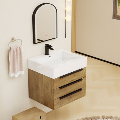 Finition du meuble-lavabo mural simple 24 po Jessica: noir lustré