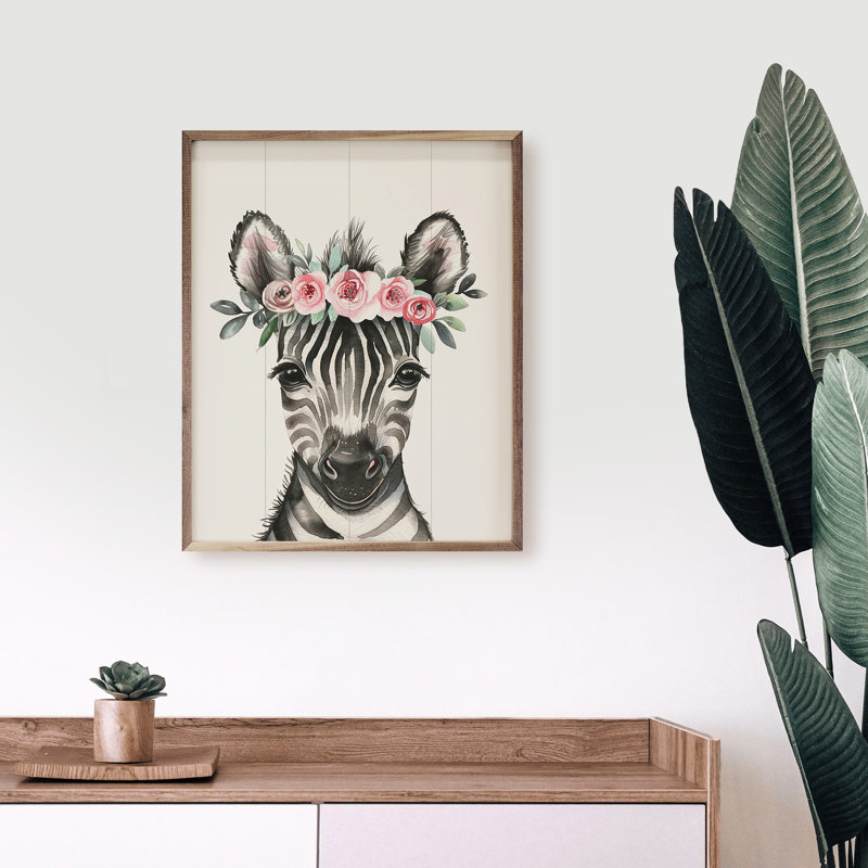 Zèbre floral pour chambre de bébé, H 20 po x l 16 po