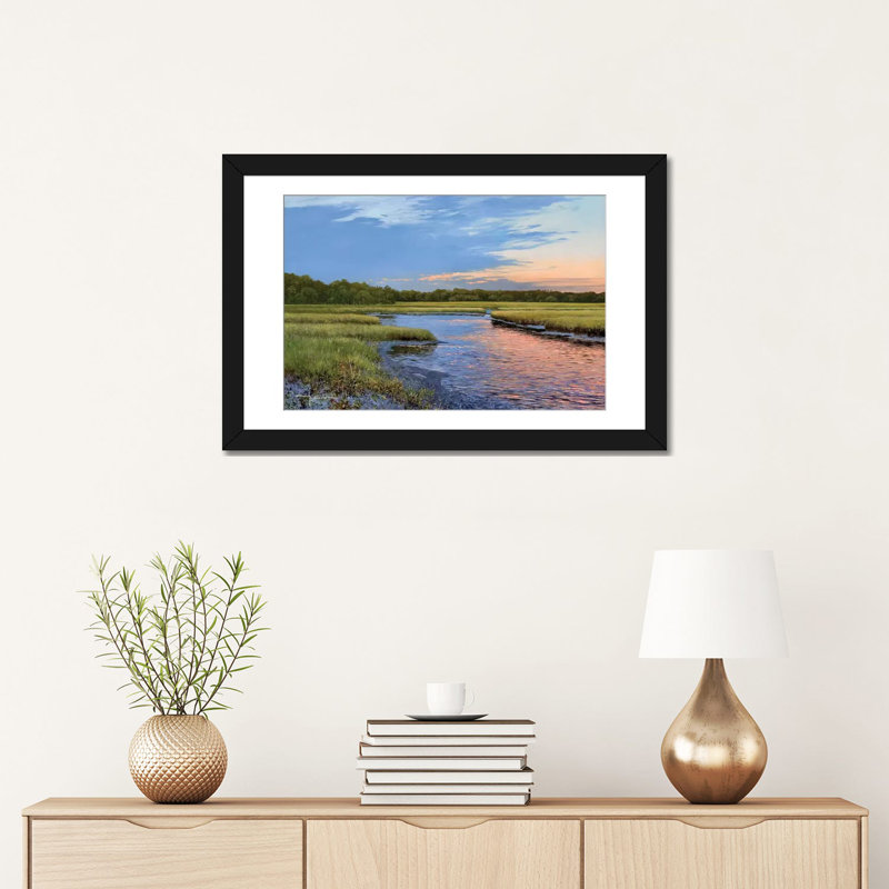 «Evening Downs», reproduction de photo sur toile, Papier d'art encadré noir, Blanc, H 24 po x l 32 po x P 1 po