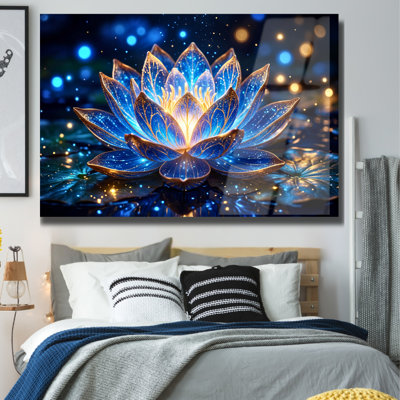 Lotus Flower Tempered Glass Wall Art Natural Style Wall Art Decor
