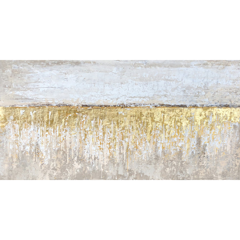Golden Seacoast - peinture sur toile tendue, H 20 po x l 40 po x P 2 po