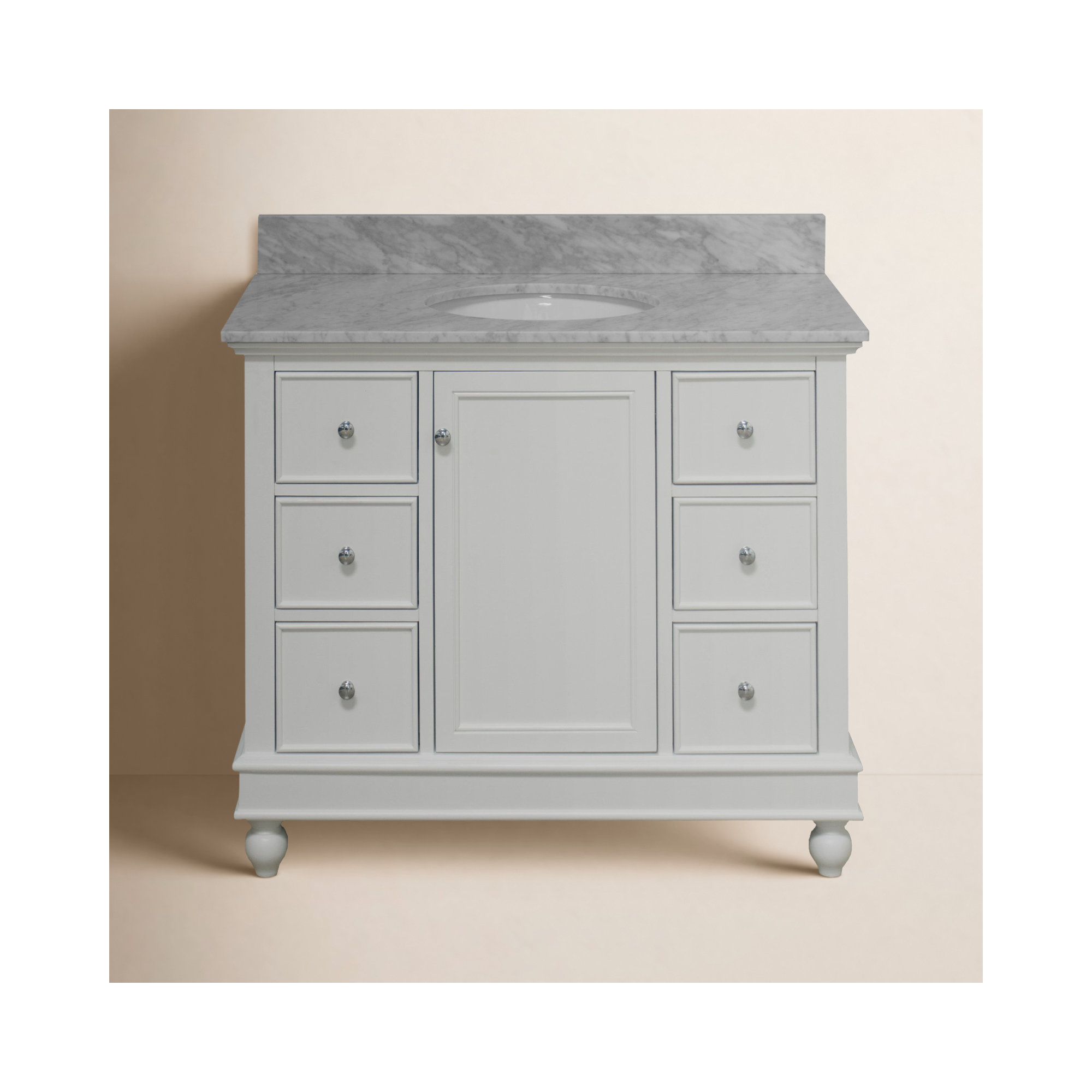 Ferdinand 42'' Single Bathroom Vanity, Carrara Marble, White