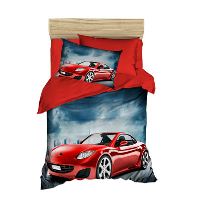 RED RACER Bedding for Boys, Racing Car Duvet Cover for Teens and Adults, Bed Covers, Car Theme Bedroom
