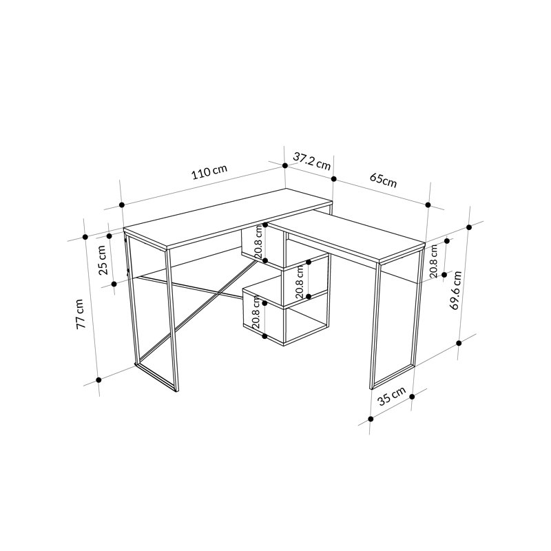 Claverton 110cm Wide Rectangle Writing Desk with Smart Storage, Grey