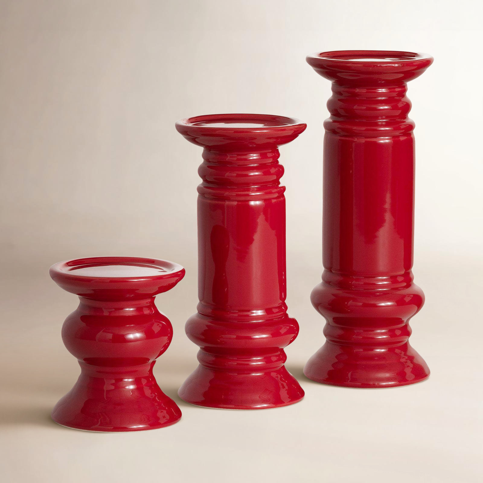Connelly 3 Piece Ceramic Pillar Candle Holder Set
