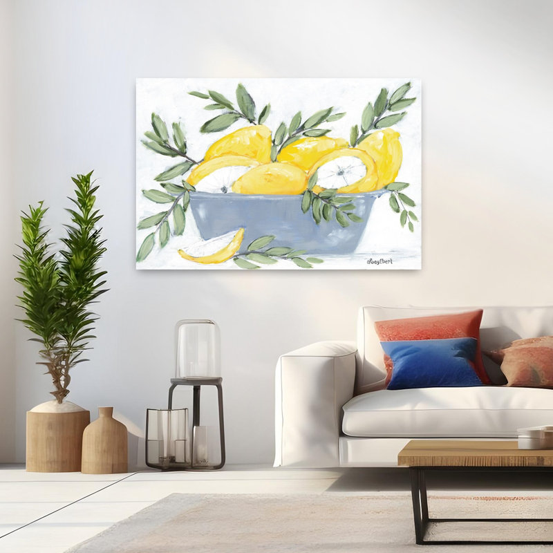 Citrons dans un bol, art contemporain, H 32 po x l 48 po
