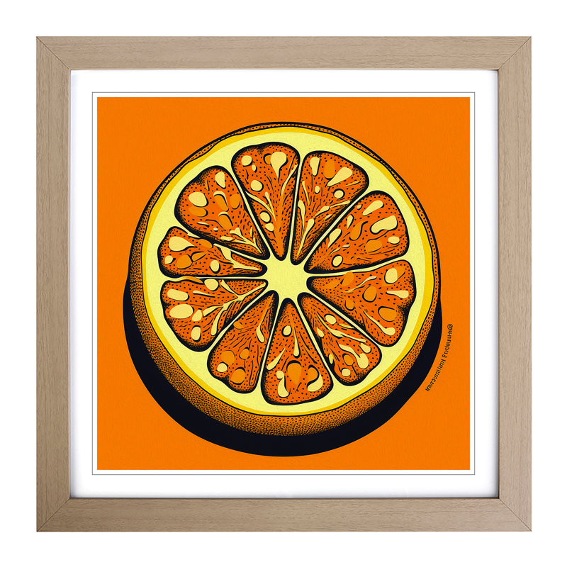 Orange Fruit Pop Art - Framed Print, Oak
