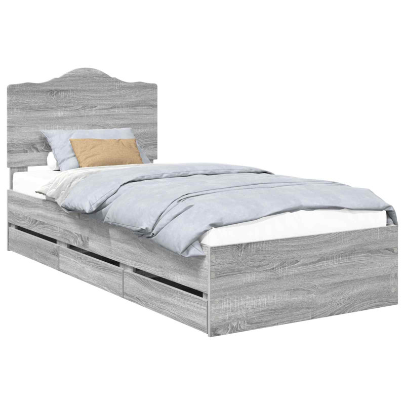 Bed Frame, Single (3'), Grey Sonoma