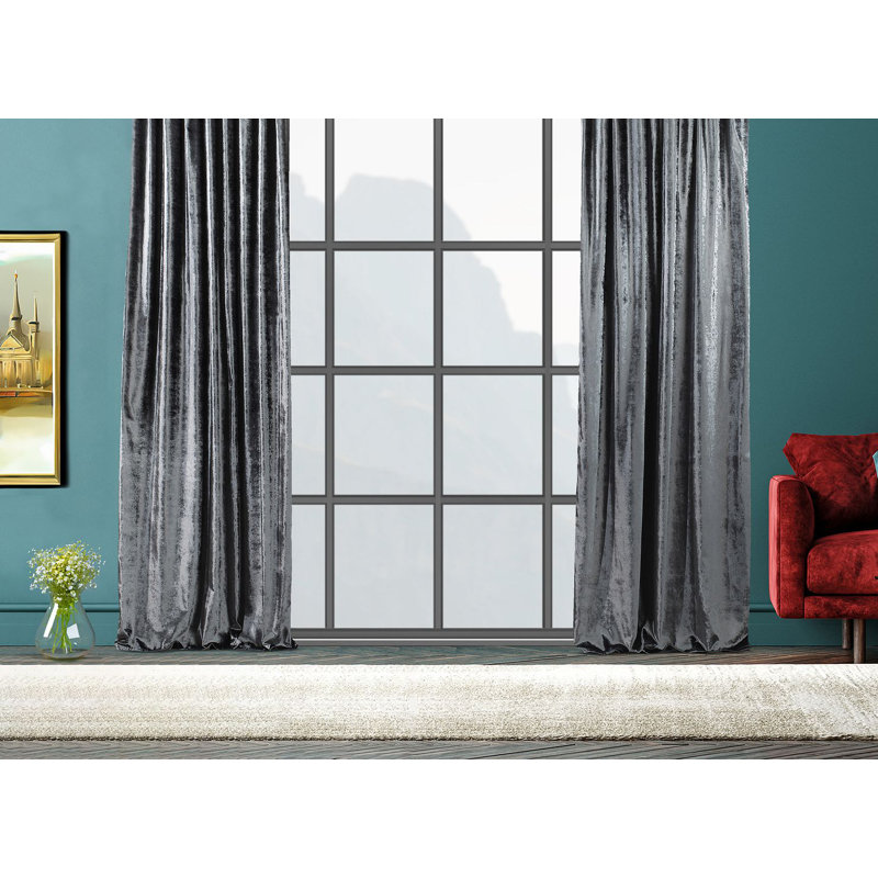 Room Darkening Single Curtain Panel, Dark Grey, 130cm Width x 200cm Drop