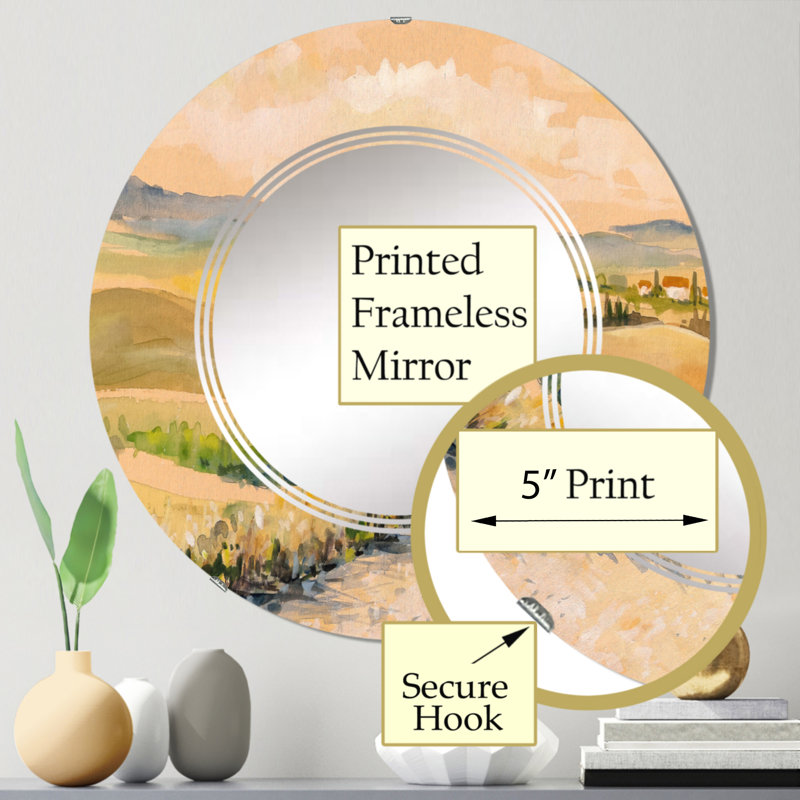 Campagne en Toscane, Italie - Miroir mural rond, 24 po x 24 po
