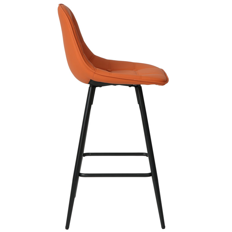2 tabourets de bar Modern Home, en similicuir, acier, avec dossier et repose-pieds, comptoir de 25,5 po, chaises de hauteur brune, structure en acier