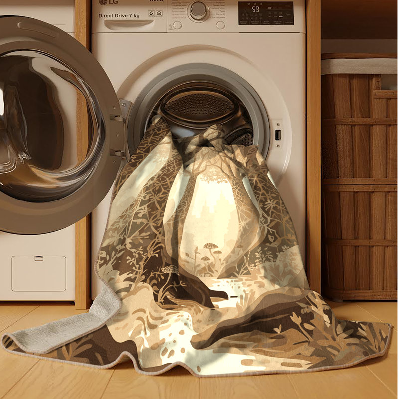 Tapis marocain brun et beige lavable à la machine Orionna, Carré 7 pi