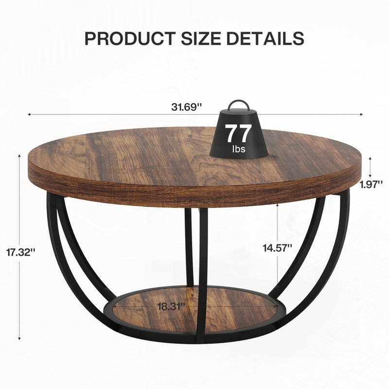 Table basse ronde (table incluse seulement), Brun
