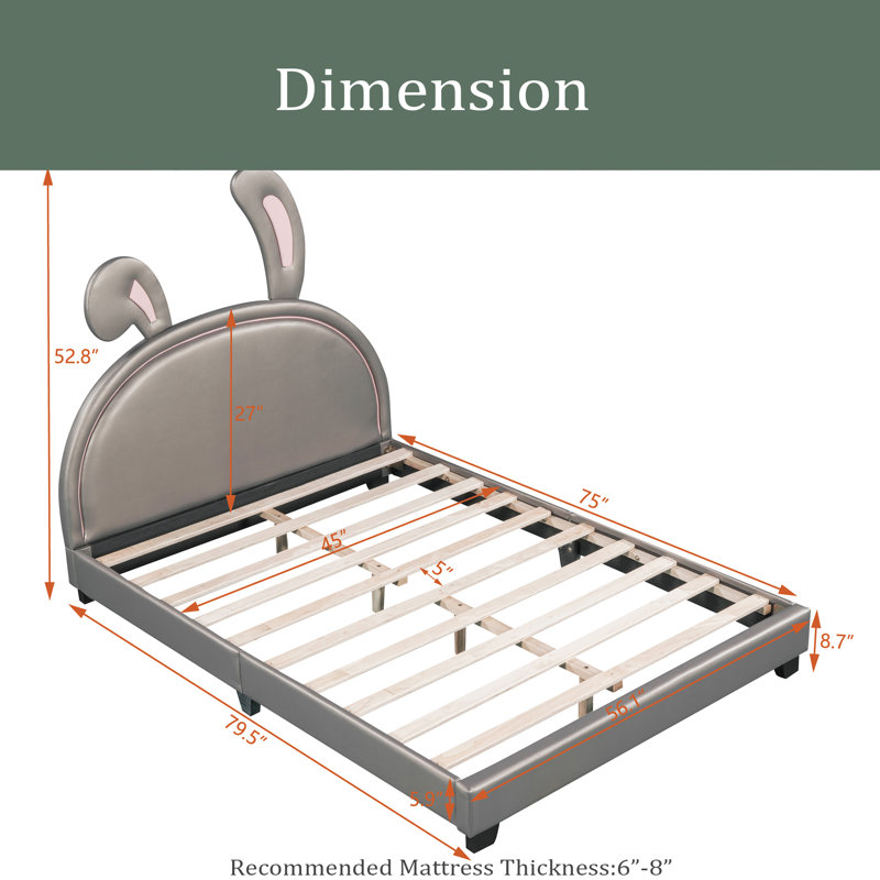 Lit plateforme double rembourré Garnavillo, Gris