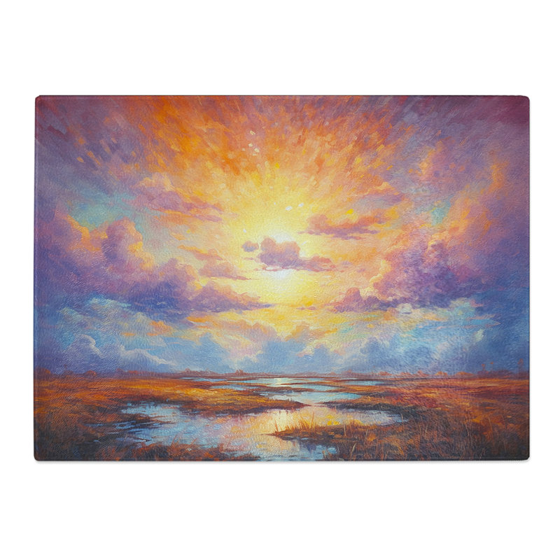 Cloudy Sky Futurism  Glass Chopping Board