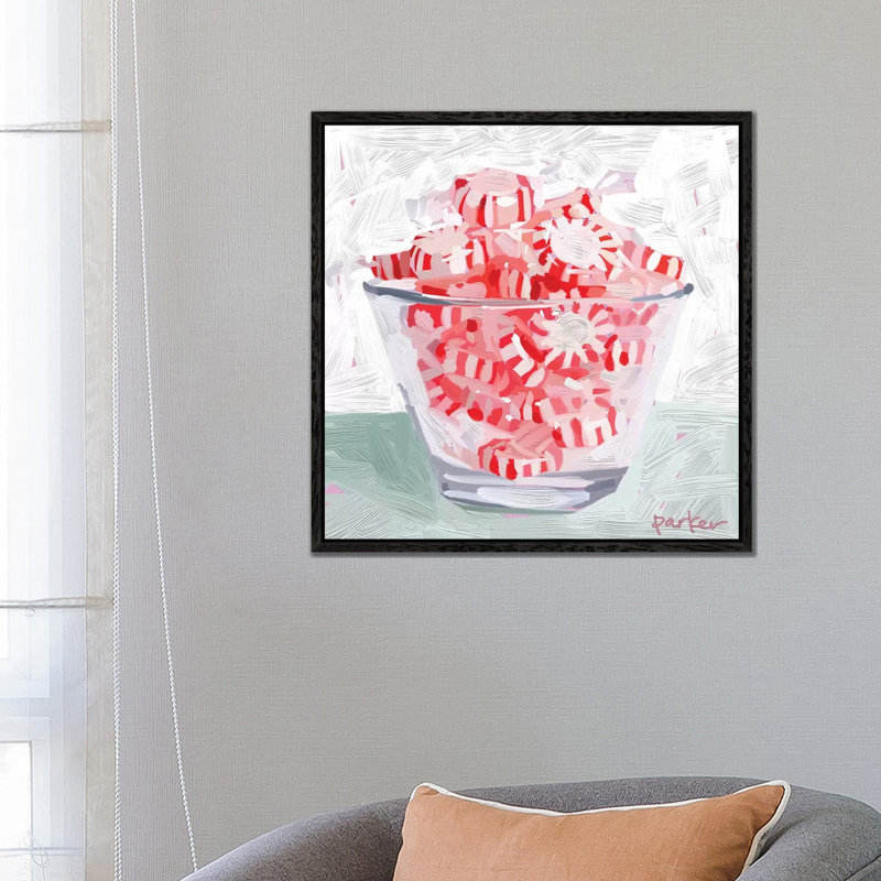 Peppermint Cup 1 Piece Painting on Canvas, 66.04cm H x 66.04cm W x 3.81cm D, Black Floater Framed