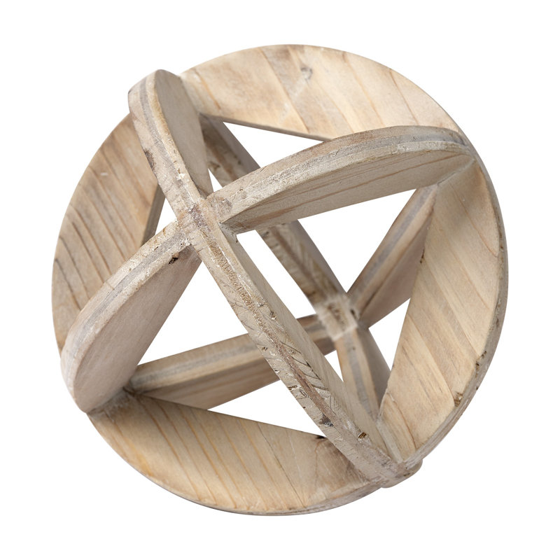 Orbe décoratif de table en bois massif Darain, H 7 po x l 7 po x P 7 po