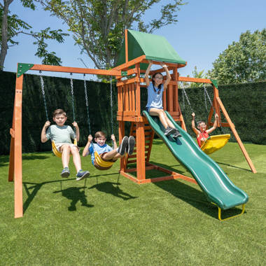Jack and June Jack & June Haven Cedar Playset With Swings, Slides, And  Accessories & Reviews