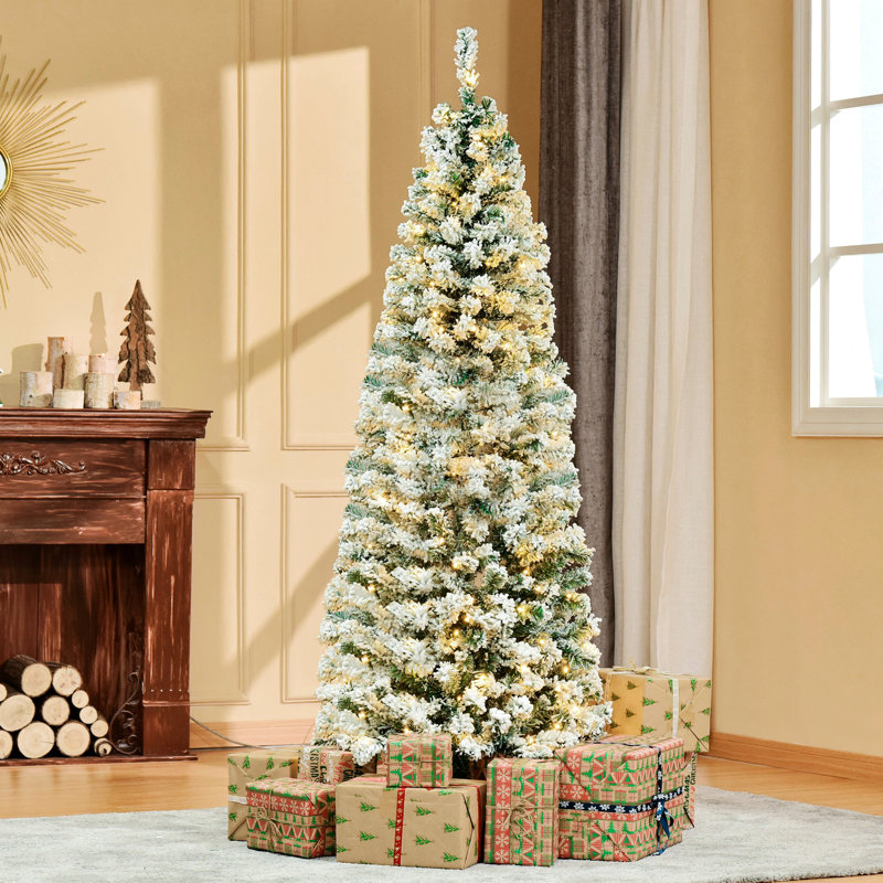 Arbre de Noël artificiel enneigé avec 250 lumières DEL et 462 pointes préinstallées, 5.9'