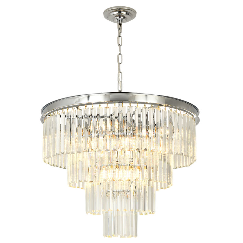 Lustre en cristal Makinlee, H 15,74 po x l 23,62 po x P 23,62 po, 11 lumières, Chrome chrome