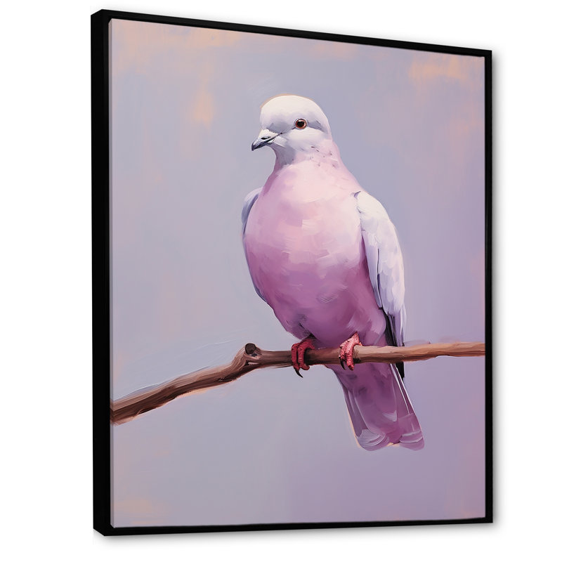 Colombe polie II sur toile, Cadre flottant noir, H 32 po x l 16 po x P 1 po