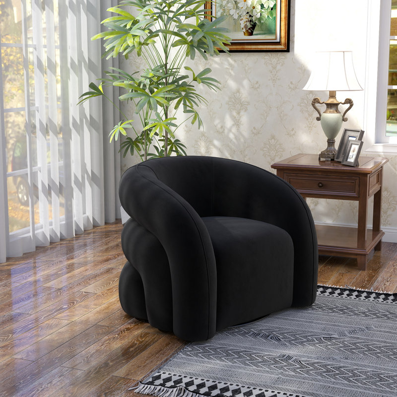 Fauteuil demi-tonneau pivotant Bricyn, Noir