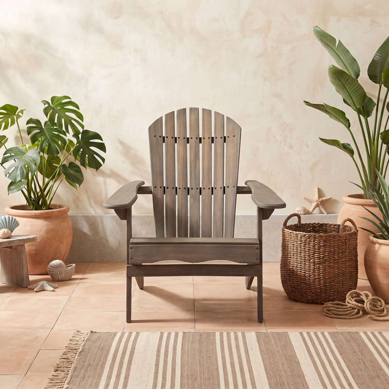 Folding Outdoors Wood Chair with Armrests, Gris