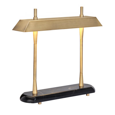 Lampe de table en marbre de 56,5 cm avec abat-jour en métal doré