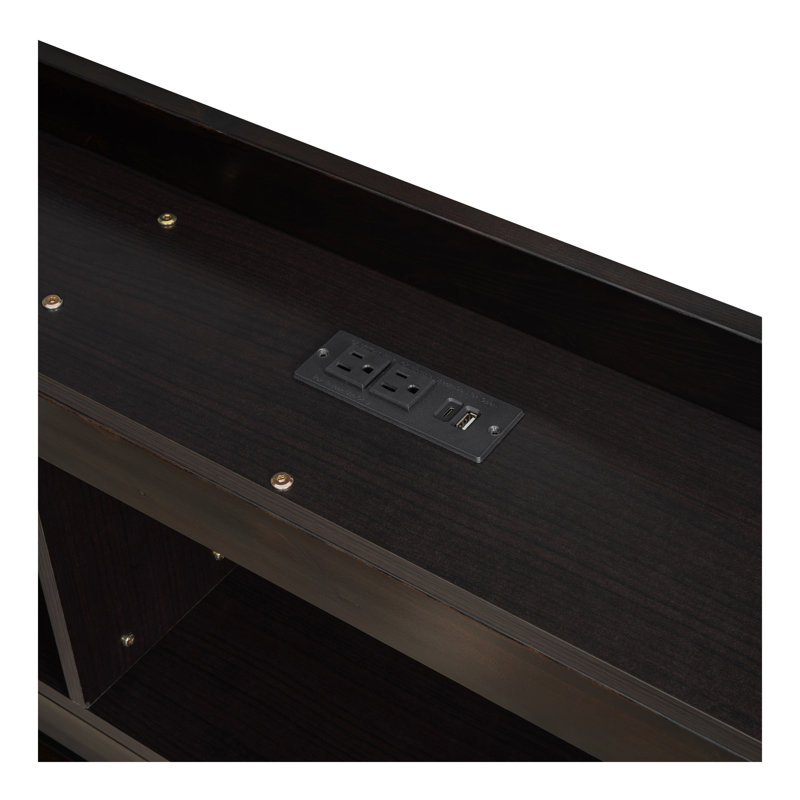 Lit double en forme de L avec bibliothèques, prises de courant USB, deux tiroirs, espresso