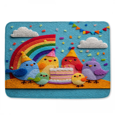Colorful Birds Party Bath Mat