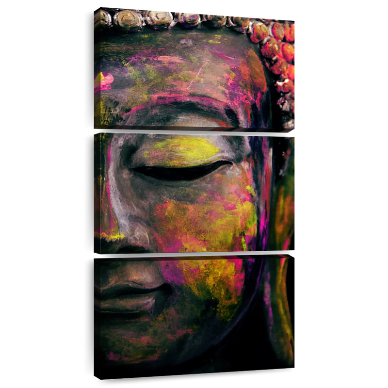 Bouddha aux couleurs vives, H 27 po x l 12 po