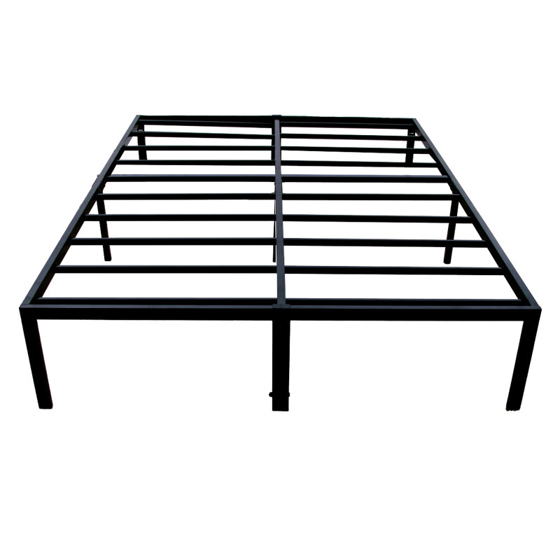 Plateforme pleine grandeur en acier avec construction robuste et design minimaliste, Lit double