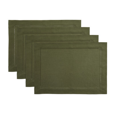 100% Pure Linen Hemstitch Placemats - Classic Hemstitch