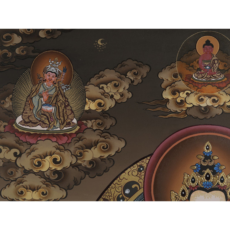 Kharchari Brocadeless Thangka, Hand‑Painted Canvas with Pure 24K Gold, Tantric Buddhist Transformation Wall Art for Meditation Rooms and Bold Statement Living Decor