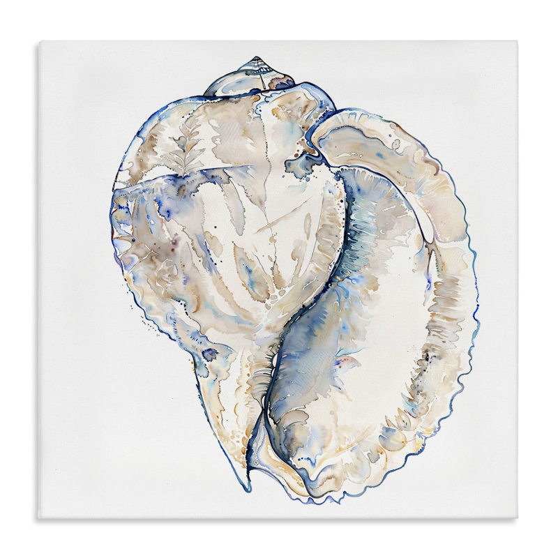 Conch coquille sur toile blanche par Christine Zalewski, H 24 po x l 24 po