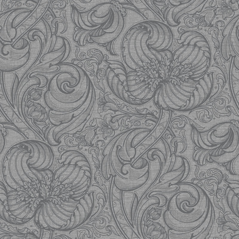 Llewelyn-Bowen - Off The Wall Floral Non-Woven Wallpaper Roll, Gray