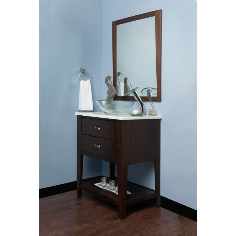 Novatto 16'' Glass Circular Bathroom Sink with Faucet, Chrome