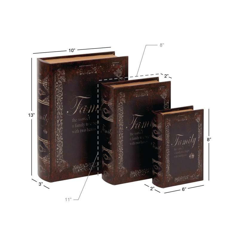Ensemble de boîtes à livres en bois 3 pièces