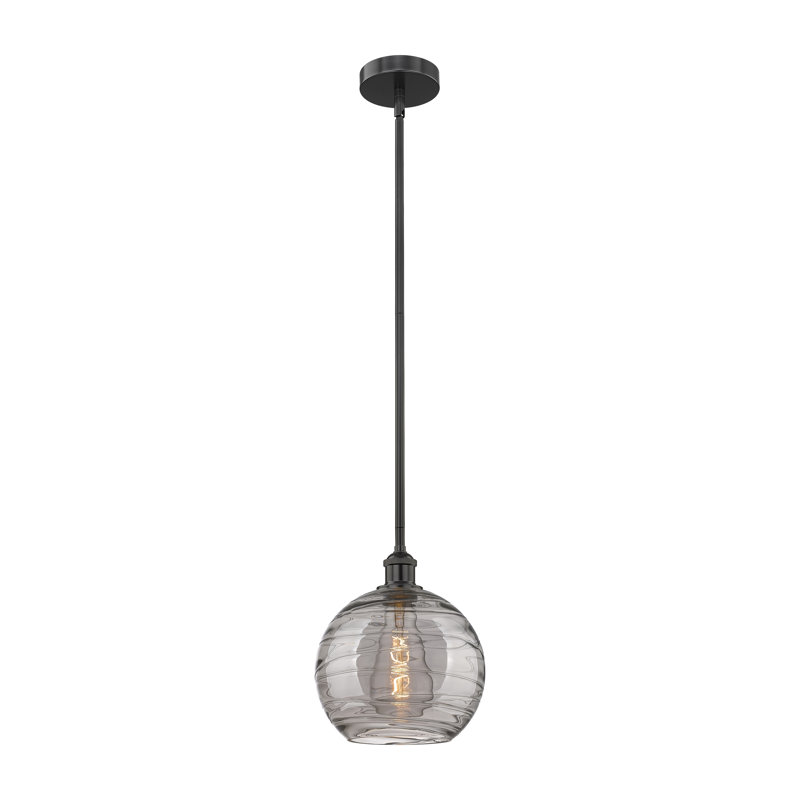 Luminaire suspendu suspendu 1 lumière Edison Athens Deco Swirl-616-G1213, H 11,13 po x l 10 po x P 10 po, Noir mat
