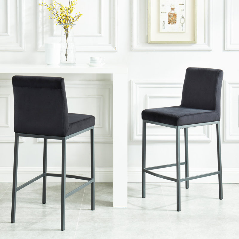 Tabouret de comptoir 26 po Abbeigh, Or vieilli, Noir