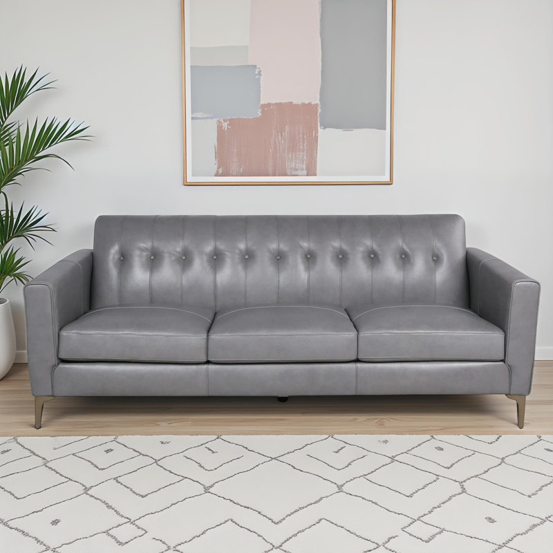 Canapé en cuir Cornwall, Cuir véritable gris