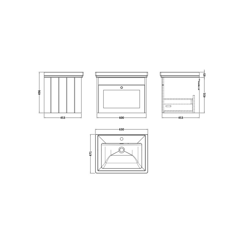 Ashwick 631 mm Bathroom Vanity, Soft Black