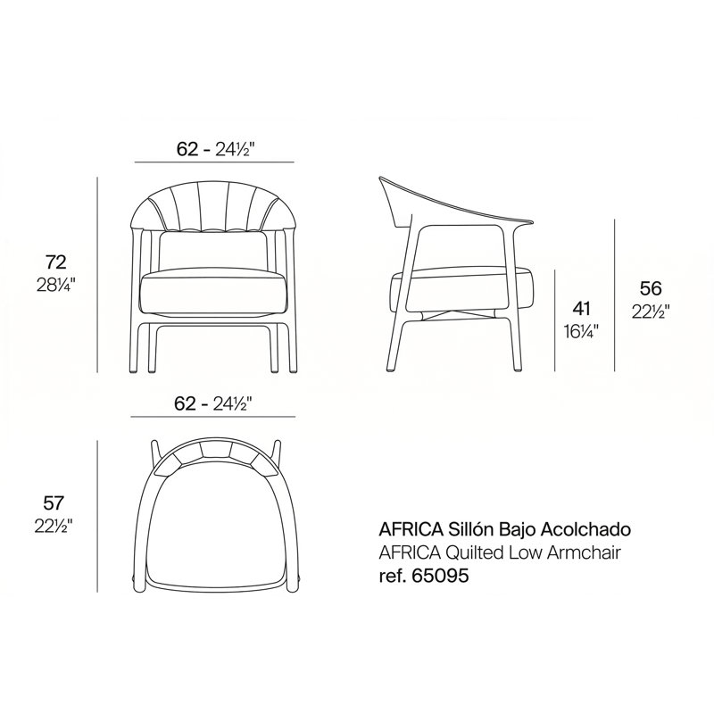 Fully Upholstered Africa Low Armchair, Portonovo Anthracite