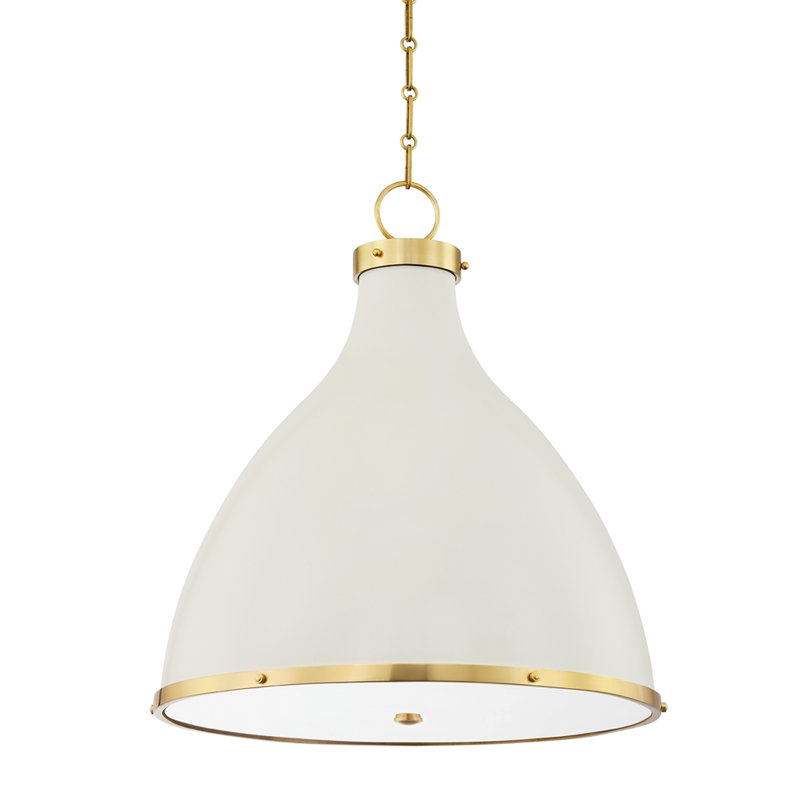 Painted No. 3 3 - Light Pendant, Aged Brass
