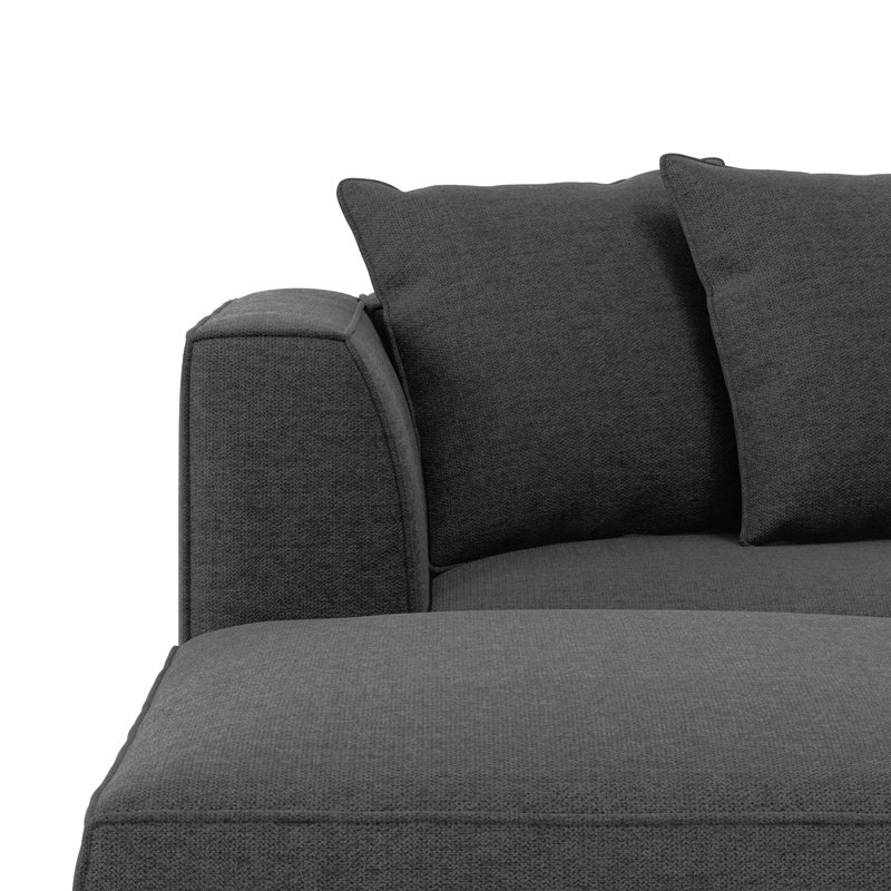 Easton Upholstered L-Shaped Sectional Right Hand Facing, Charcoal Gray Polyester