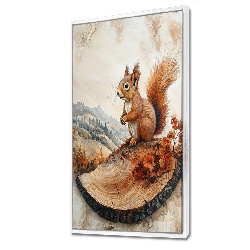 Gicell Autumn Squirrel At The Mountain On Slide - Squirrel, art mural, H 60 po x l 28 po, Impression encadrée flottante