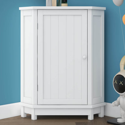Armoire de rangement de coin de salle de bain avec portes, armoire de plancher triangulaire, rangement en coin avec tablettes réglables