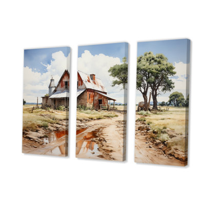 «Farmhouse Patterns An I on Canvas», reproduction de 3 pièces