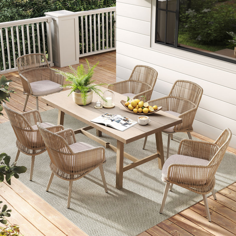 Rectangular Outdoor Dining Set With Cushions